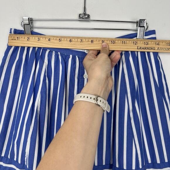 MISSING BELT - J. CREW Womens Size 4 Button Front Striped Midi Skirt Blue Preppy - Picture 3 of 9